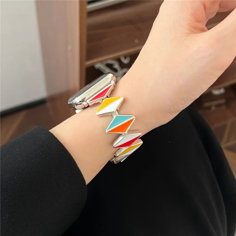 For Apple Watch Ultra 3 2 1 49mm / Series 11 10 46mm / 9 8 7 45mm / SE3 SE2 SE 6 5 4 44mm / 3 2 1 42mm Zinc Alloy Watch Band - Multi-Color / Starlight Buckle - 7