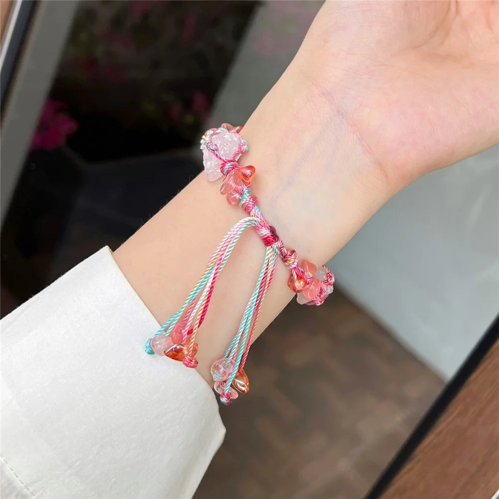 Drawstring Strap for Apple Watch Ultra 3 2 1 49mm / Series 11 10 46mm / 9 8 7 45mm / SE3 SE2 SE 6 5 4 44mm / 3 2 1 42mm Color Stone Rope Band - Red - 6