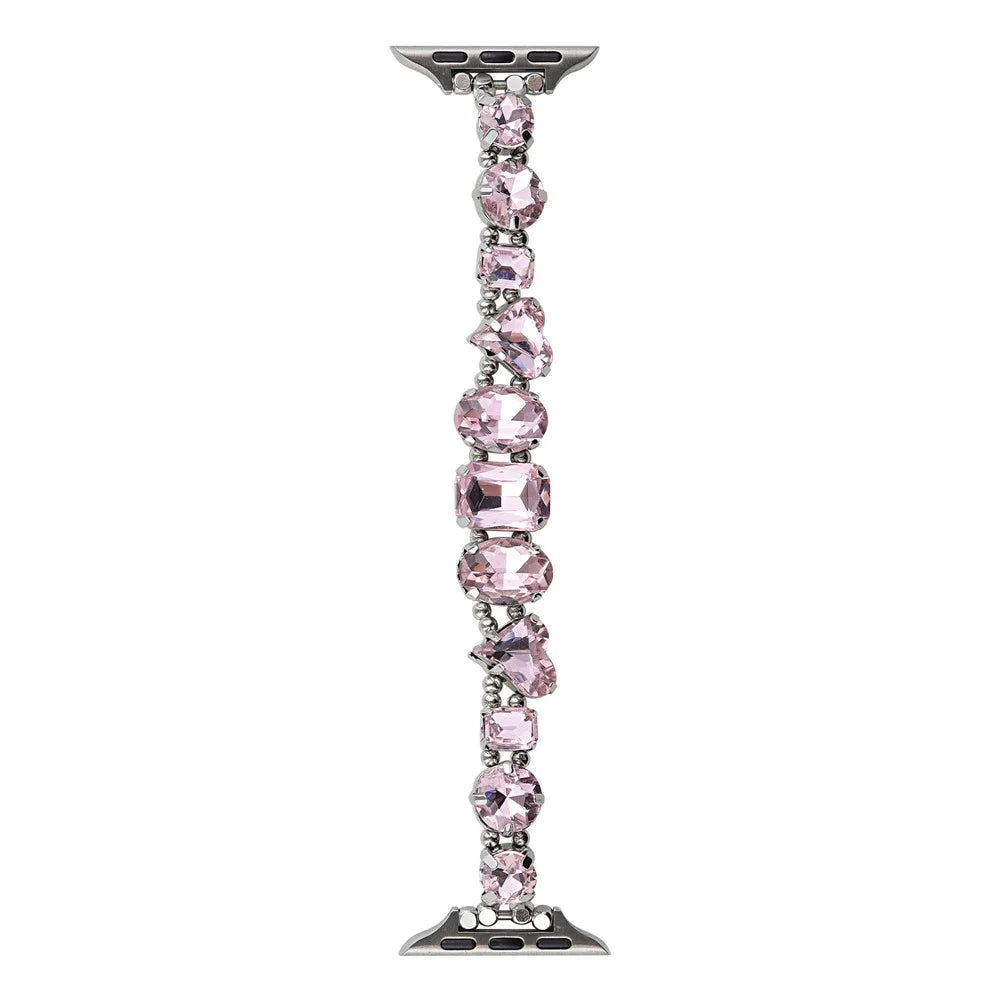 Watch Bracelet For Apple Watch Series 11 10 42mm / 9 8 7 41mm / SE3 SE2 SE 6 5 4 40mm / 3 2 1 38mm Glass Diamond Decor Watch Strap  - Pink / Elastic - 1