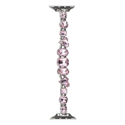 Watch Bracelet For Apple Watch Series 11 10 42mm / 9 8 7 41mm / SE3 SE2 SE 6 5 4 40mm / 3 2 1 38mm Glass Diamond Decor Watch Strap  - Pink / Elastic - 1