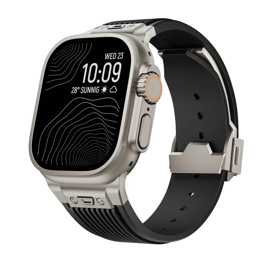For Apple Watch Ultra 3 2 1 49mm / Series 11 10 46mm / 9 8 7 45mm / SE3 SE2 SE 6 5 4 44mm / 3 2 1 42mm Silicone Watch Band with Buckle - Black - 2