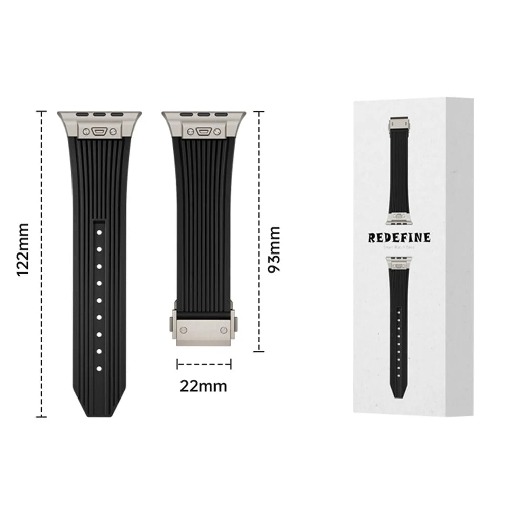 For Apple Watch Ultra 3 2 1 49mm / Series 11 10 46mm / 9 8 7 45mm / SE3 SE2 SE 6 5 4 44mm / 3 2 1 42mm Silicone Watch Band with Buckle - Black - 5
