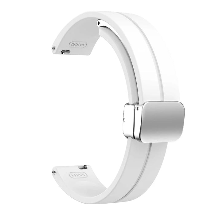 For Garmin Lily 2 Silicone Band Watch Strap with Magnetic Folding Buckle - White with Silver Buckle - 3