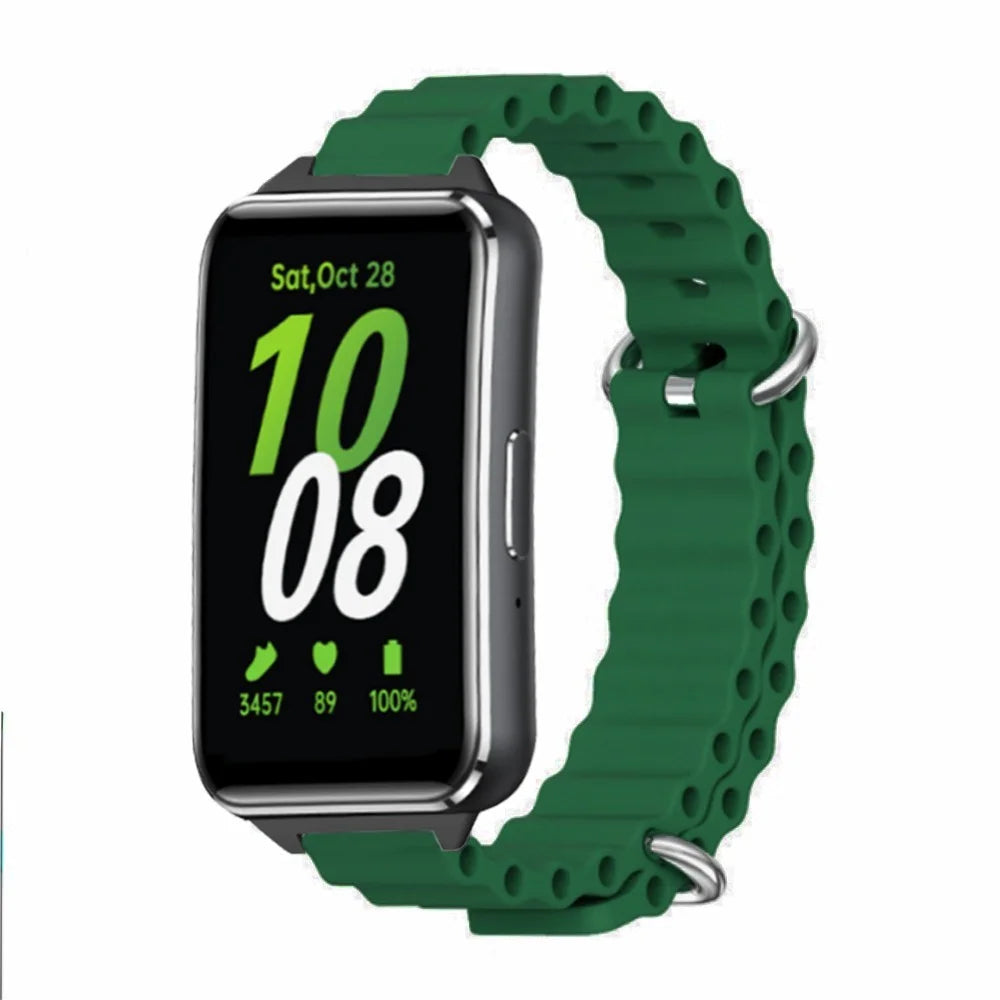 For Samsung Galaxy Fit3 Replacement Strap Drop-resistant Silicone Watch Band - Army Green - 2