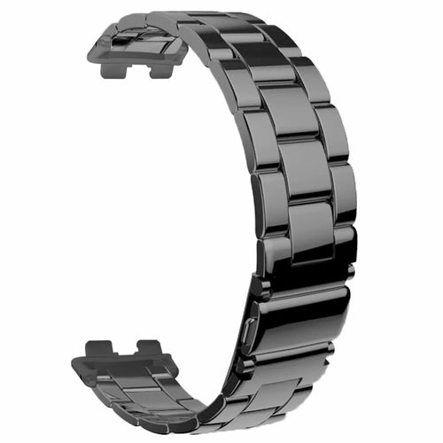 For Huawei Band 9 Watch Strap Stainless Steel Slim Watch Band with Metal Connector - Black - 1