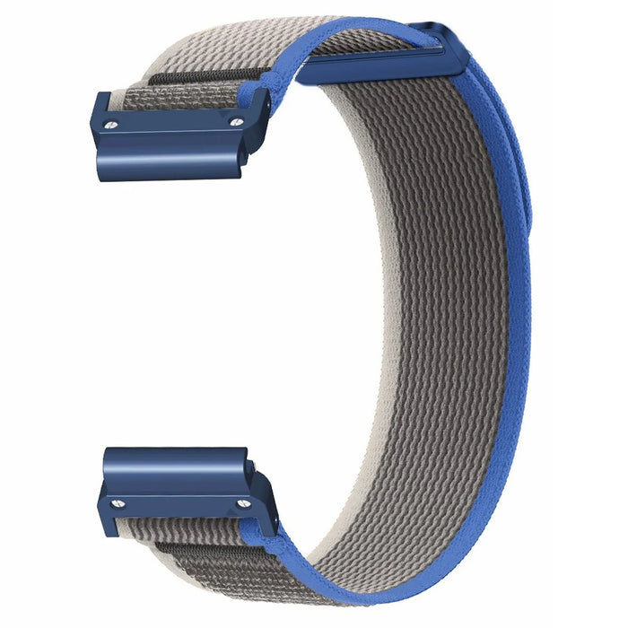 For Coros Vertix 2  /  Garmin Fenix 7X  /  6X  /  5X 26mm Trail Loop Nylon Band Soft Watch Strap - Blue  /  Grey+Blue - 3