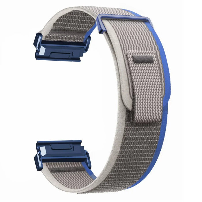 For Garmin Fenix 7 / Fenix 6 GPS / Fenix 5 Trail Loop Strap Nylon Watch Band - Blue / Grey+Blue - 1