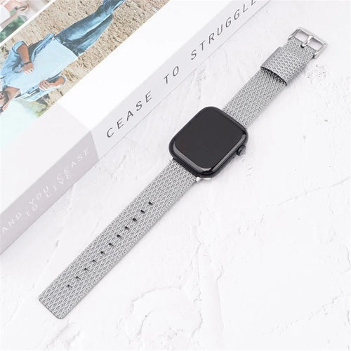 Grids Texture Nylon Strap for Apple Watch Ultra 3 2 1 49mm / Series 11 10 46mm / 9 8 7 45mm / SE3 SE2 SE 6 5 4 44mm / 3 2 1 42mm Wrist Band - Grey - 1