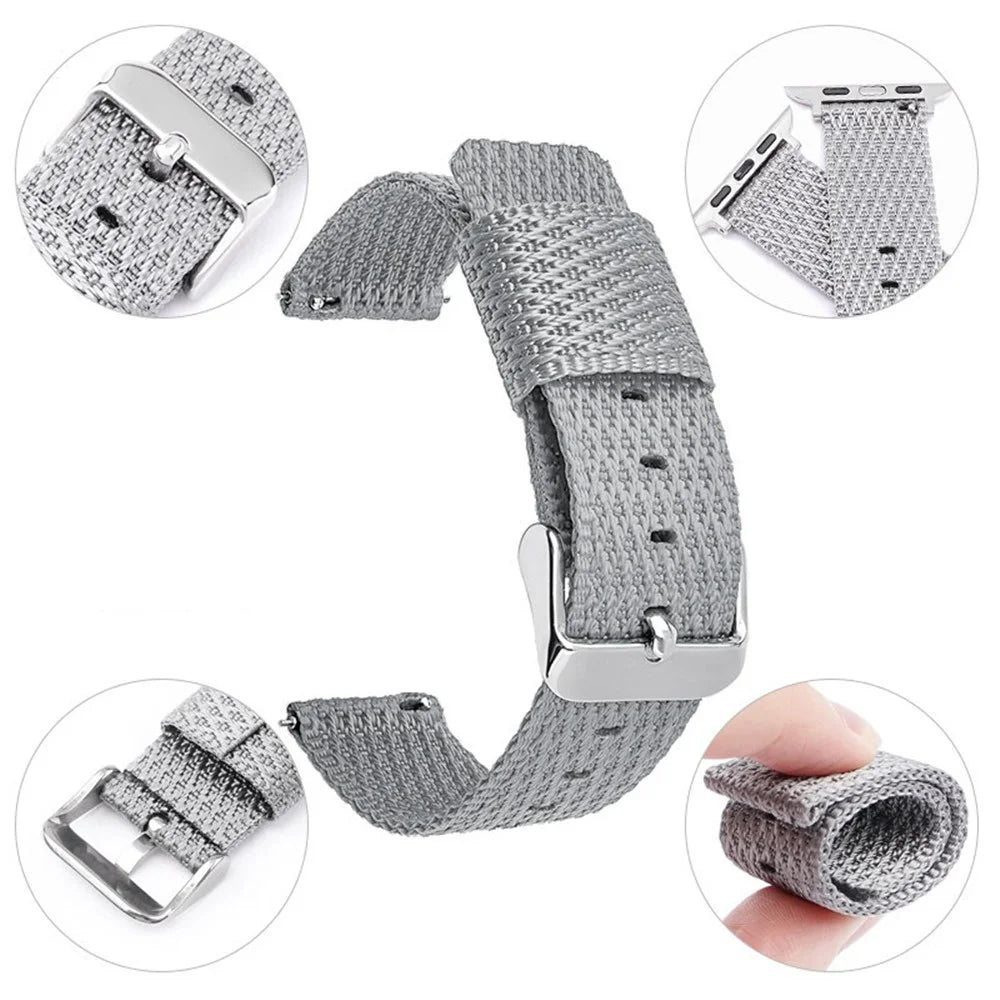 Grids Texture Nylon Strap for Apple Watch Ultra 3 2 1 49mm / Series 11 10 46mm / 9 8 7 45mm / SE3 SE2 SE 6 5 4 44mm / 3 2 1 42mm Wrist Band - Grey - 2