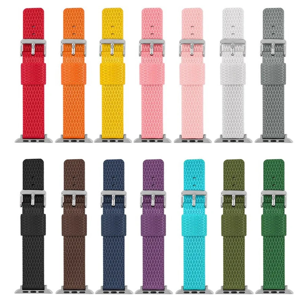 Grids Texture Nylon Strap for Apple Watch Ultra 3 2 1 49mm / Series 11 10 46mm / 9 8 7 45mm / SE3 SE2 SE 6 5 4 44mm / 3 2 1 42mm Wrist Band - Grey - 3