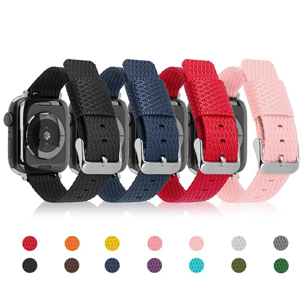 Watch Band For Apple Watch Series 11 10 42mm / 9 8 7 41mm / SE3 SE2 SE 6 5 4 40mm / 3 2 1 38mm Grids Texture Nylon Strap - Grey - 5