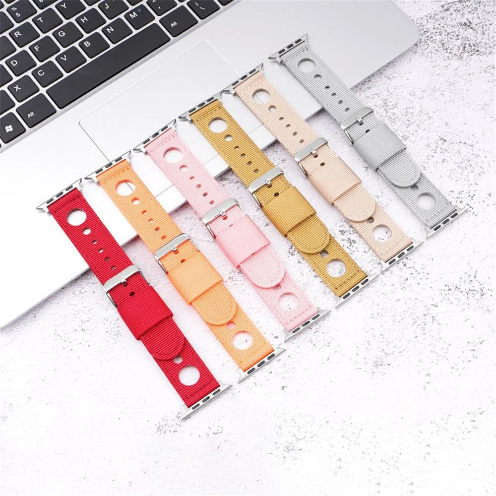 Nylon Watch Band For Apple Watch Series 11 10 42mm / 9 8 7 41mm / SE3 SE2 SE 6 5 4 40mm / 3 2 1 38mm Waterproof Replacement Strap - Black - 7