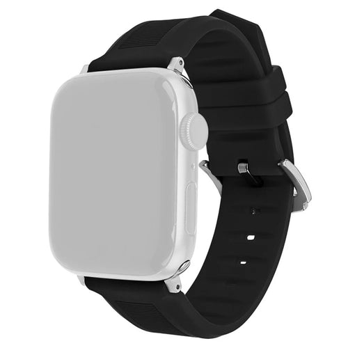 For Apple Watch Ultra 3 2 1 49mm / Series 11 10 46mm / 9 8 7 45mm / SE3 SE2 SE 6 5 4 44mm / 3 2 1 42mm Watch Strap Silicone Band - Black - 1