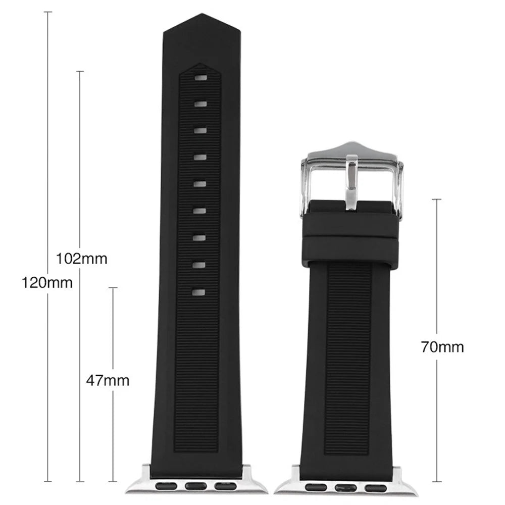 For Apple Watch Ultra 3 2 1 49mm / Series 11 10 46mm / 9 8 7 45mm / SE3 SE2 SE 6 5 4 44mm / 3 2 1 42mm Watch Strap Silicone Band - Black - 4