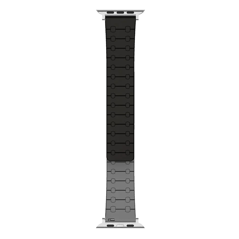 For Apple Watch Ultra 3 2 1 49mm / Series 11 10 46mm / 9 8 7 45mm / SE3 SE2 SE 6 5 4 44mm / 3 2 1 42mm Silicone Magnetic Band Strap - Black / Grey - 1