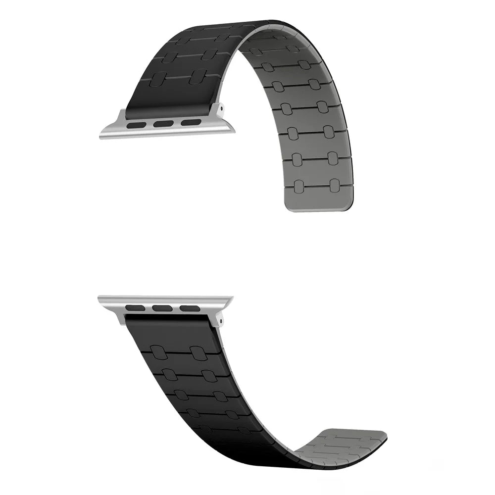 For Apple Watch Ultra 3 2 1 49mm / Series 11 10 46mm / 9 8 7 45mm / SE3 SE2 SE 6 5 4 44mm / 3 2 1 42mm Silicone Magnetic Band Strap - Black / Grey - 2