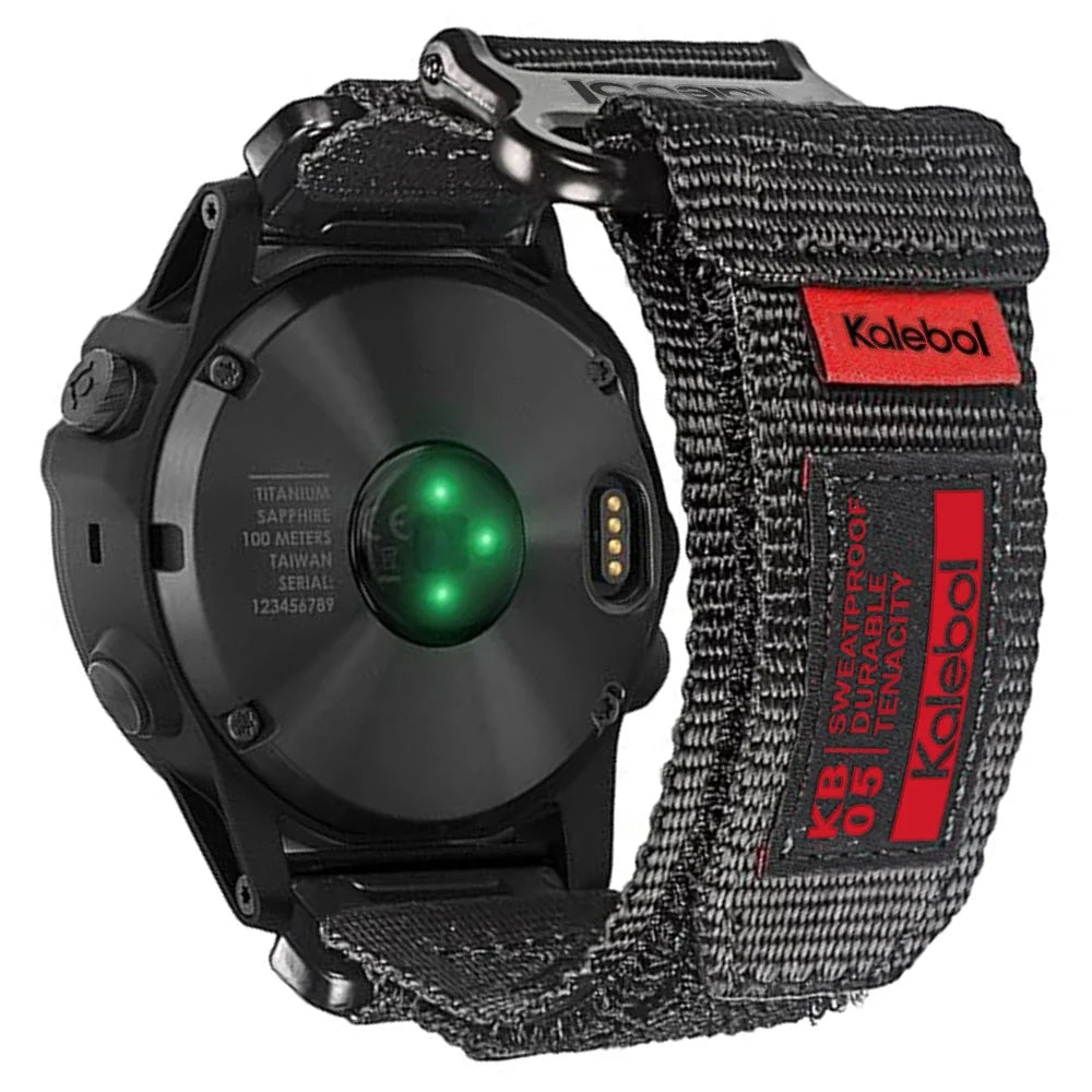 For Garmin Tactix 7 AMOLED Edition / Tactix 7 Pro Watch Strap QuickFit 26mm Nylon Sticker Wrist Band - Black - 1