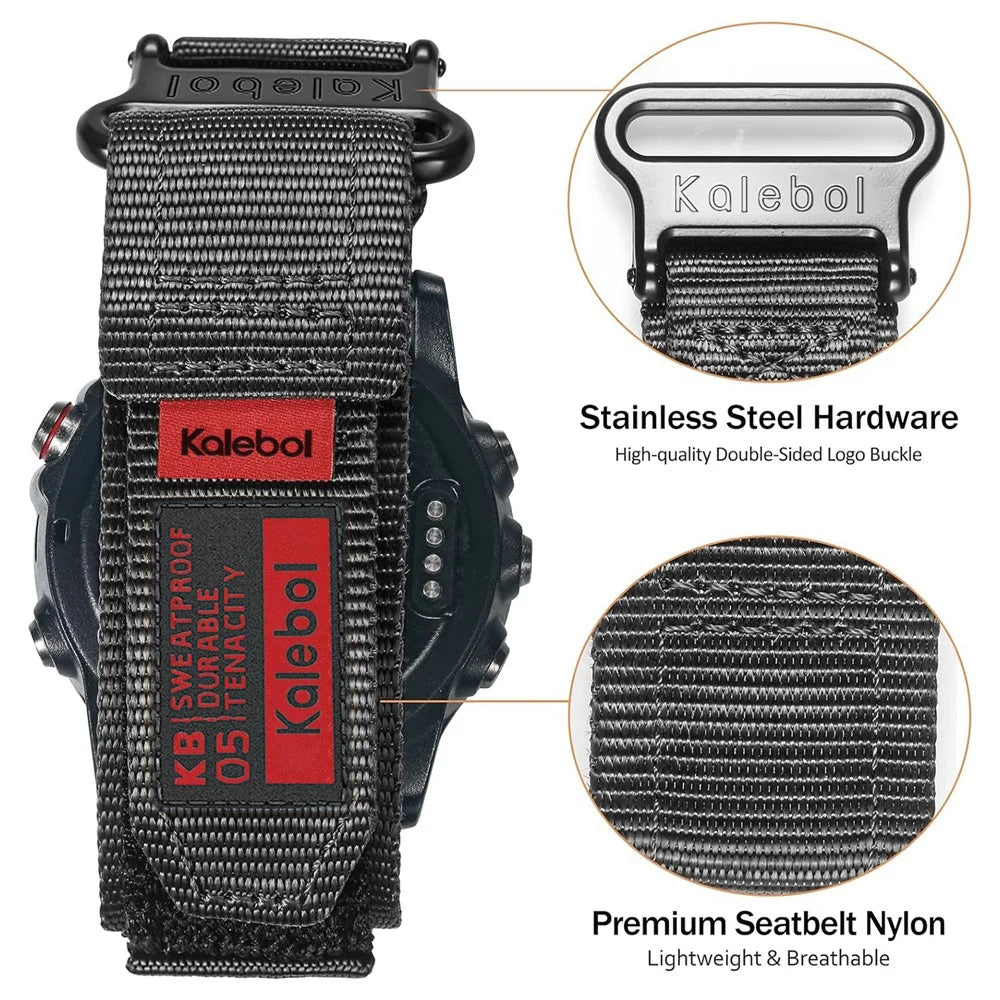 For Garmin Tactix 7 AMOLED Edition / Tactix 7 Pro Watch Strap QuickFit 26mm Nylon Sticker Wrist Band - Black - 2