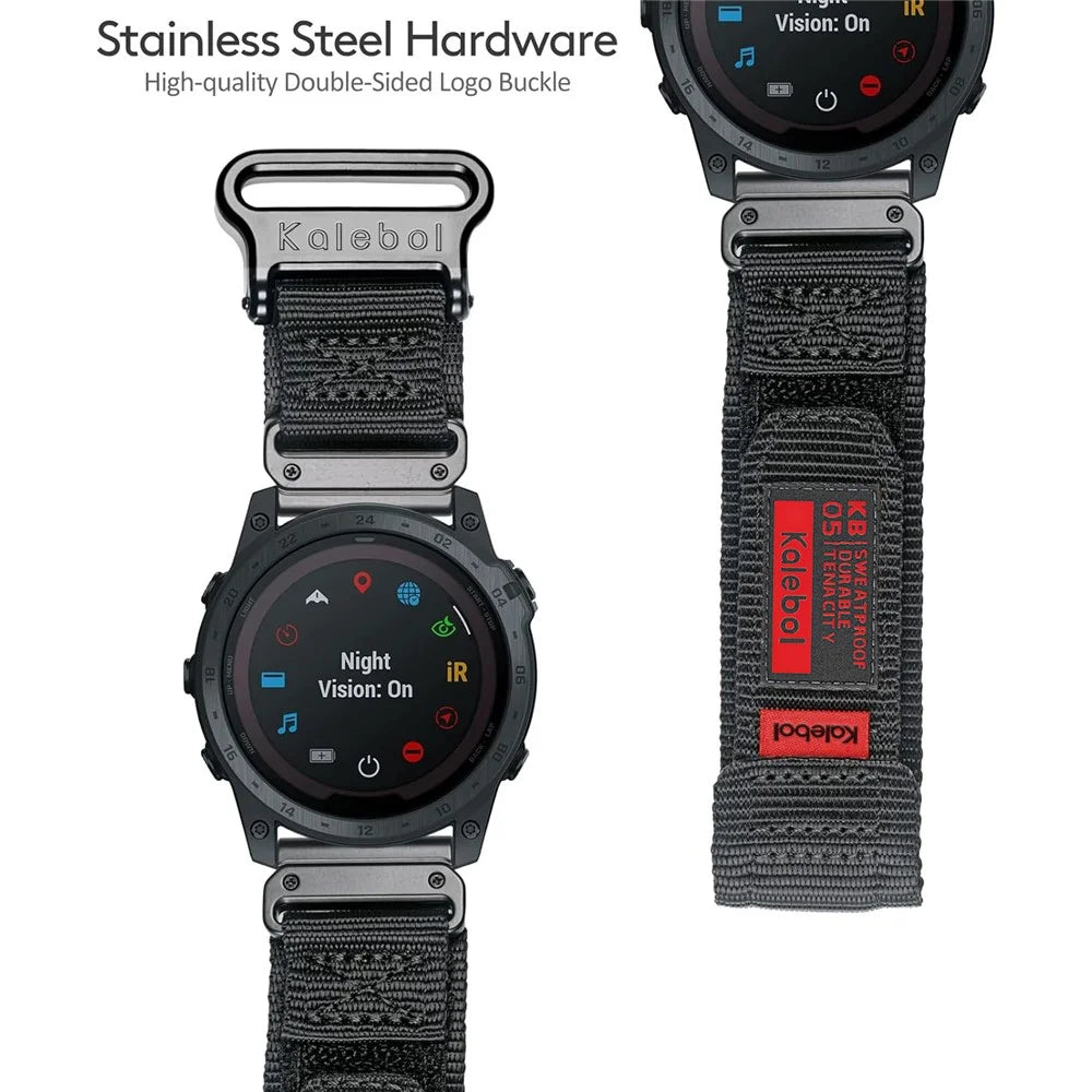 For Garmin Tactix 7 AMOLED Edition / Tactix 7 Pro Watch Strap QuickFit 26mm Nylon Sticker Wrist Band - Black - 4