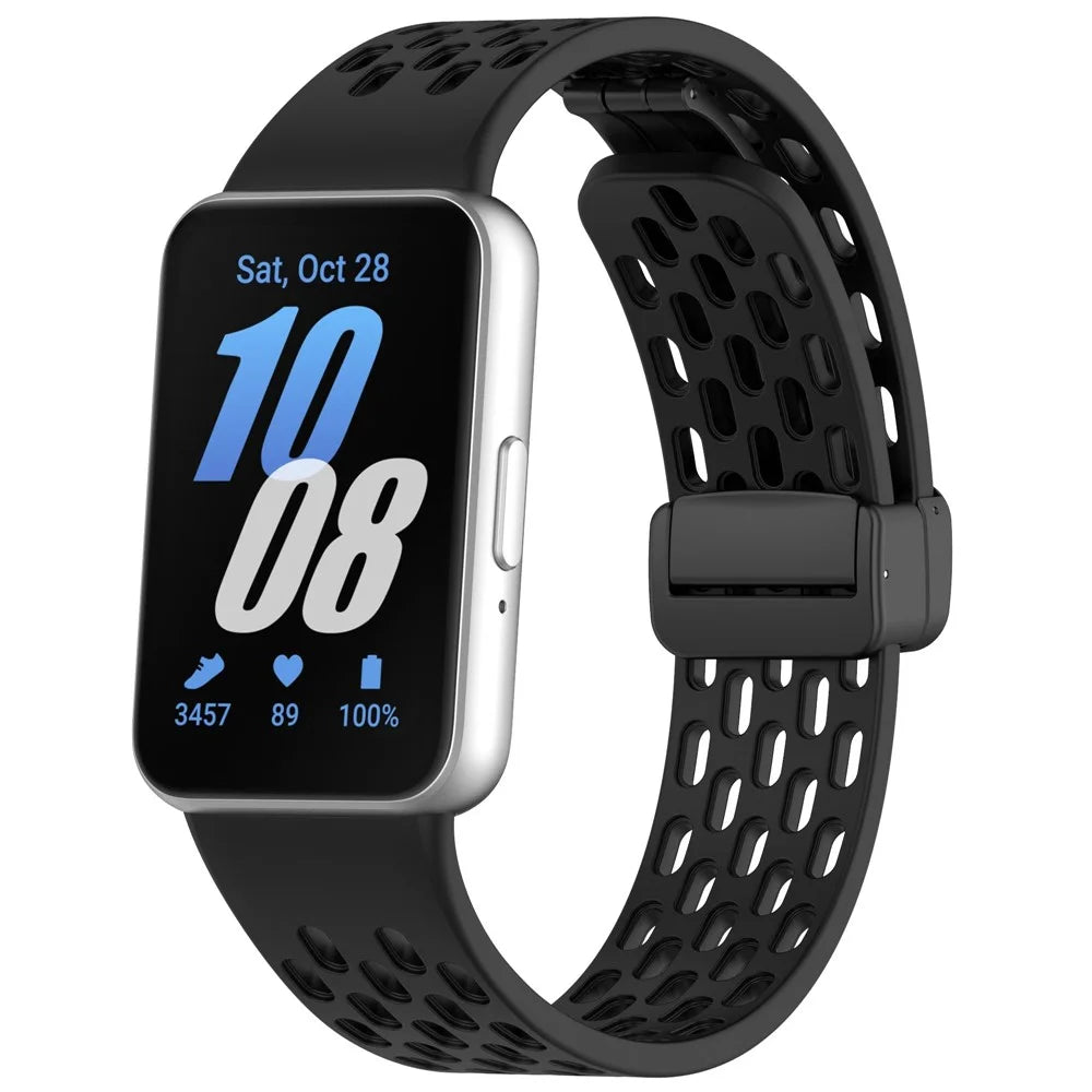 Wrist Band for Samsung Galaxy Fit3 R930 Magnetic Silicone Smartwatch Bracelet Strap - Black - 4