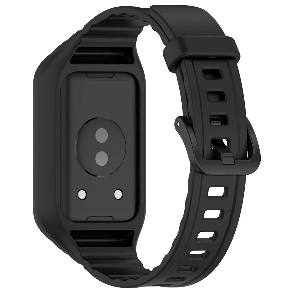 For Honor Band 9 Replacement Watch Band Silicone Strap with Protective Case - Black - 2
