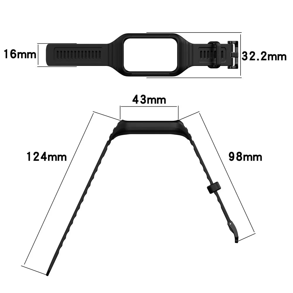 For Honor Band 9 Replacement Watch Band Silicone Strap with Protective Case - Black - 5