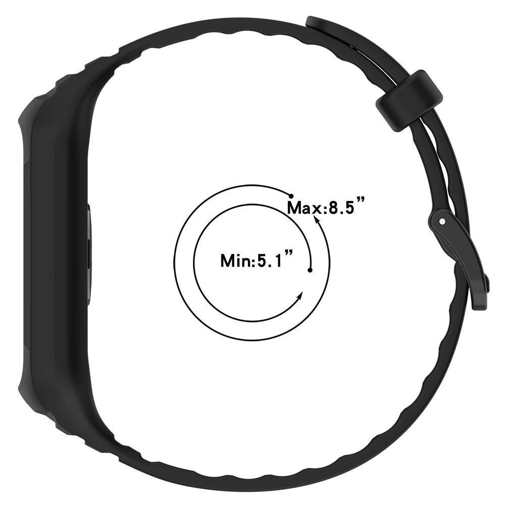 For Honor Band 9 Replacement Watch Band Silicone Strap with Protective Case - Black - 6