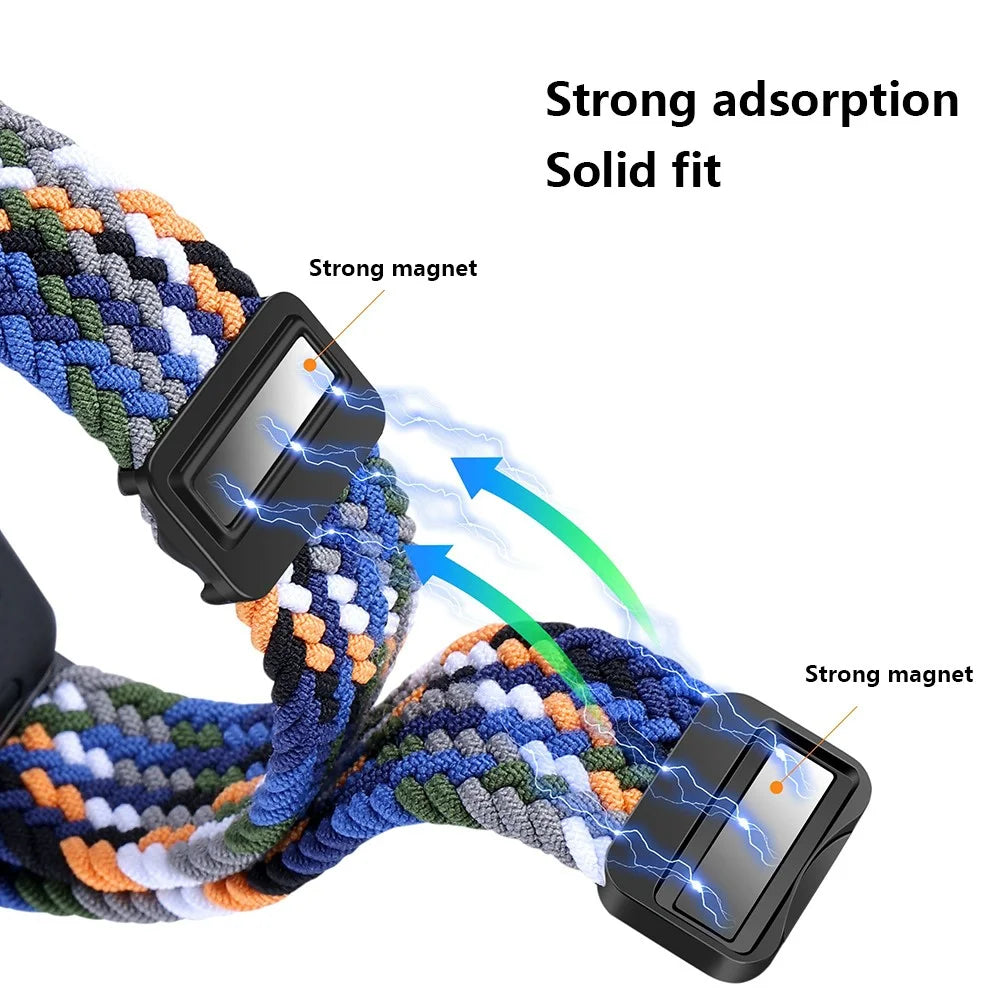 For Huawei Band 8 / Band 8 NFC / Band 9 / Band 9 NFC Wrist Band Magnetic Buckle Nylon Braided Smartwatch Strap - Denim Color - 3