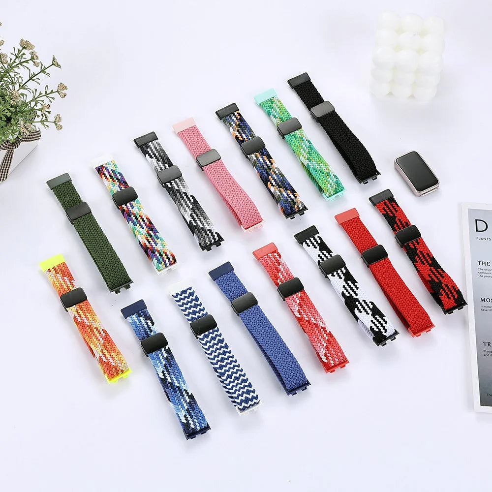 For Huawei Band 8 / Band 8 NFC / Band 9 / Band 9 NFC Wrist Band Magnetic Buckle Nylon Braided Smartwatch Strap - Denim Color - 6