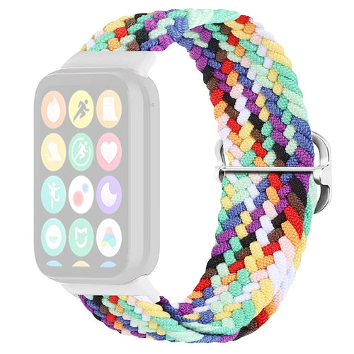 For Xiaomi Smart Band 10 Pro / 9 Pro / 8 Pro / Redmi Watch 6 / 5 / 4 Braided Band Adjustable Replacement Nylon Watch Strap - Official Rainbow - 1