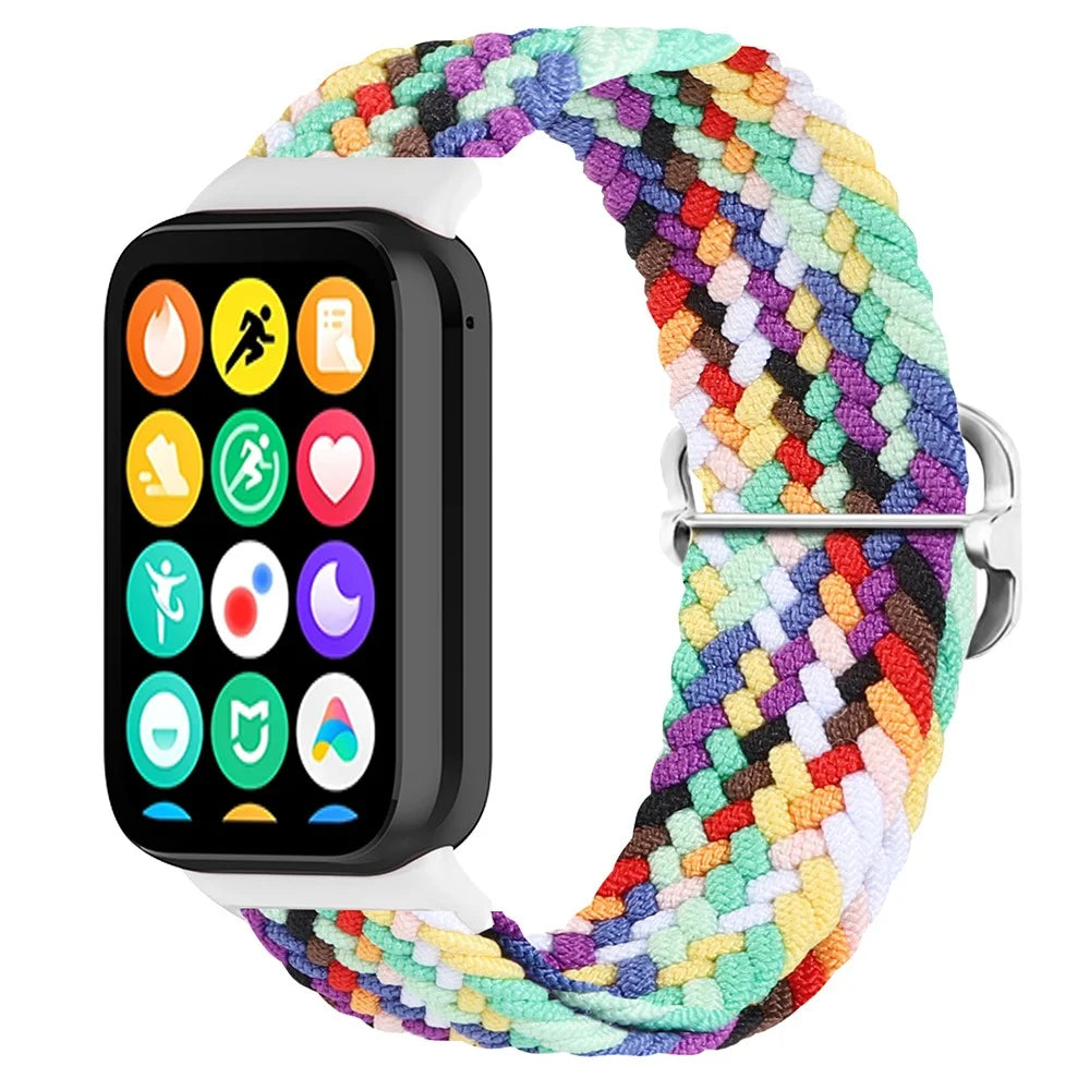 For Xiaomi Smart Band 10 Pro / 9 Pro / 8 Pro / Redmi Watch 6 / 5 / 4 Braided Band Adjustable Replacement Nylon Watch Strap - Official Rainbow - 2