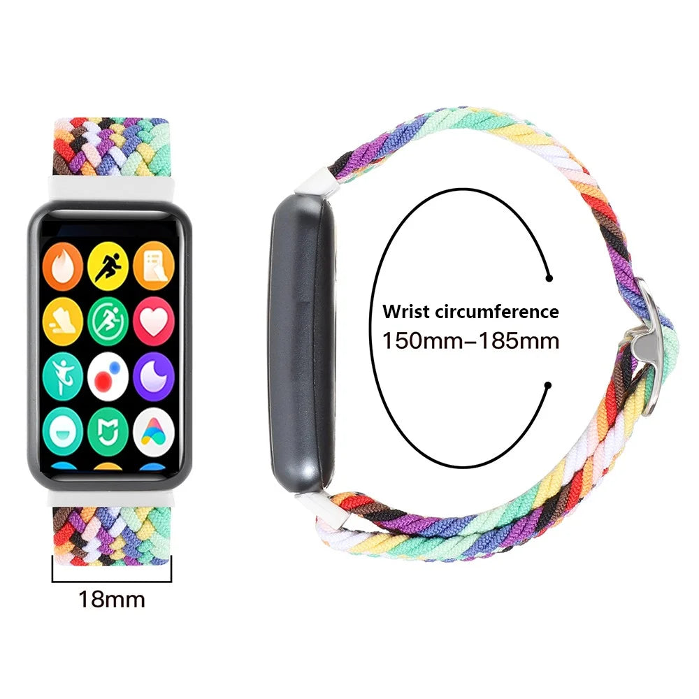 For Xiaomi Smart Band 10 Pro / 9 Pro / 8 Pro / Redmi Watch 6 / 5 / 4 Braided Band Adjustable Replacement Nylon Watch Strap - Official Rainbow - 5