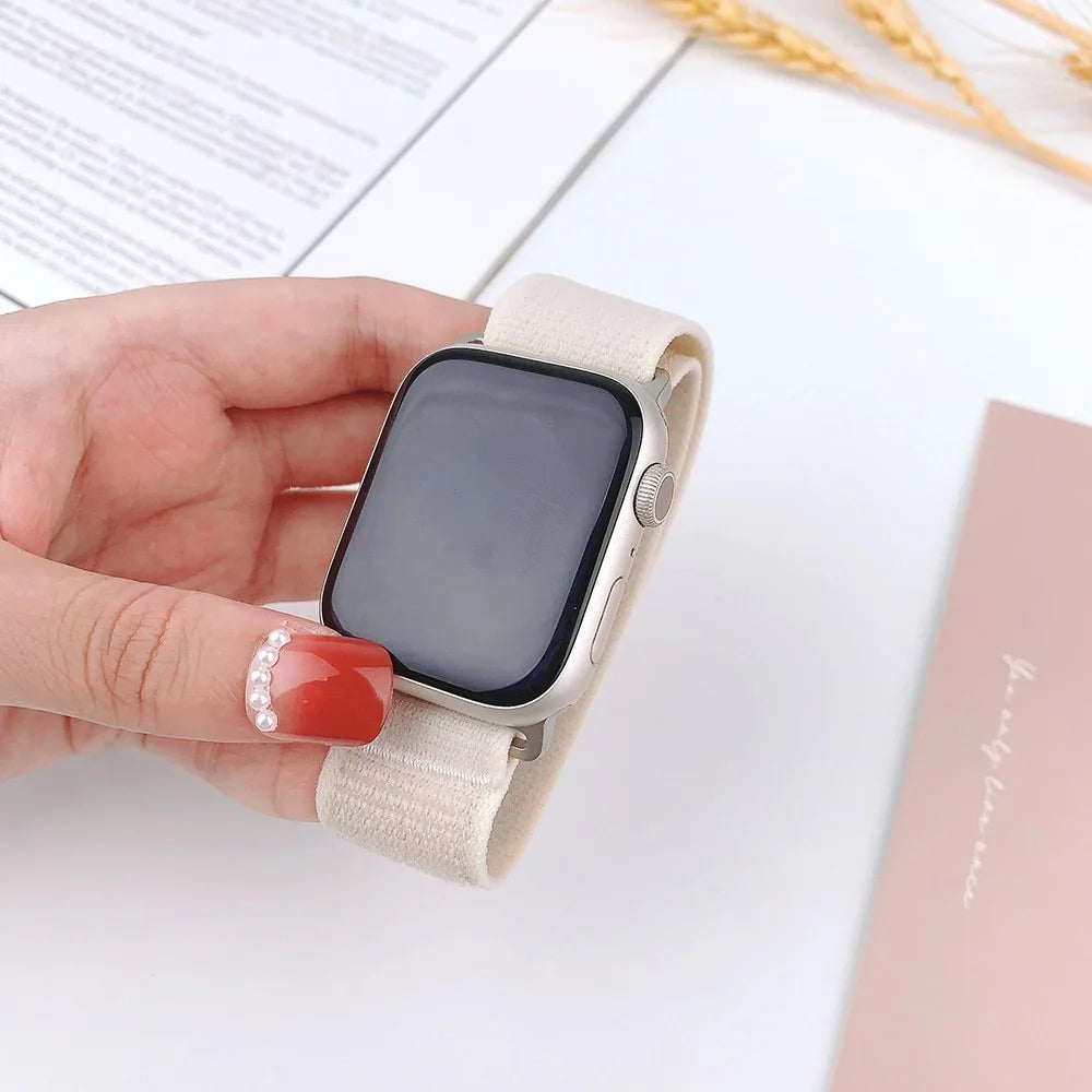 For Apple Watch Ultra 3 2 1 49mm / Series 11 10 46mm / 9 8 7 45mm / SE3 SE2 SE 6 5 4 44mm / 3 2 1 42mm Nylon Watch Band - Starlight - 2