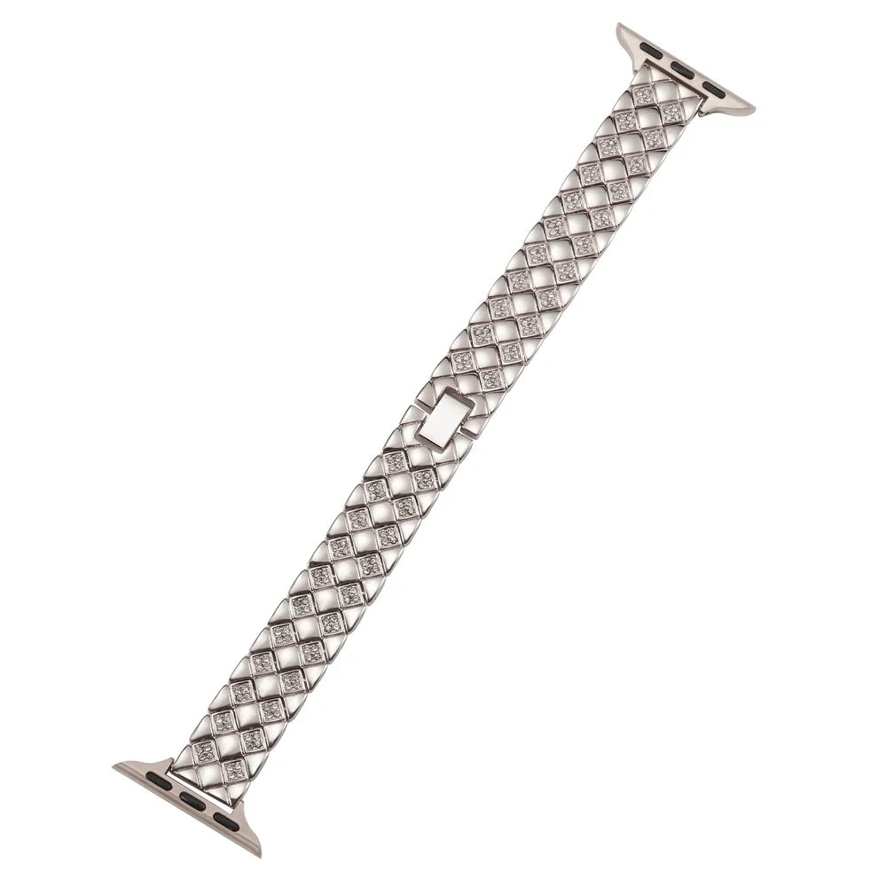 For Apple Watch Ultra 3 2 1 49mm / Series 11 10 46mm / 9 8 7 45mm / SE3 SE2 SE 6 5 4 44mm / 3 2 1 42mm Rhombus Zinc Alloy Strap - Starlight - 1