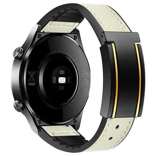 For Huawei Watch GT 4 41mm / Garmin Venu 3S / Xiaomi Mi Watch Magnetic Buckle Strap - Beige - 1