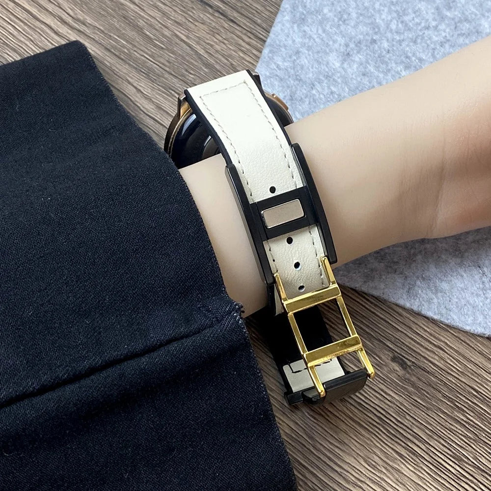 For Huawei Watch GT 4 41mm / Garmin Venu 3S / Xiaomi Mi Watch Magnetic Buckle Strap - Beige - 4
