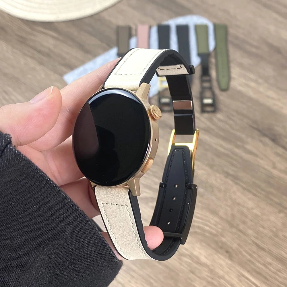 For Huawei Watch GT 4 41mm / Garmin Venu 3S / Xiaomi Mi Watch Magnetic Buckle Strap - Beige - 7