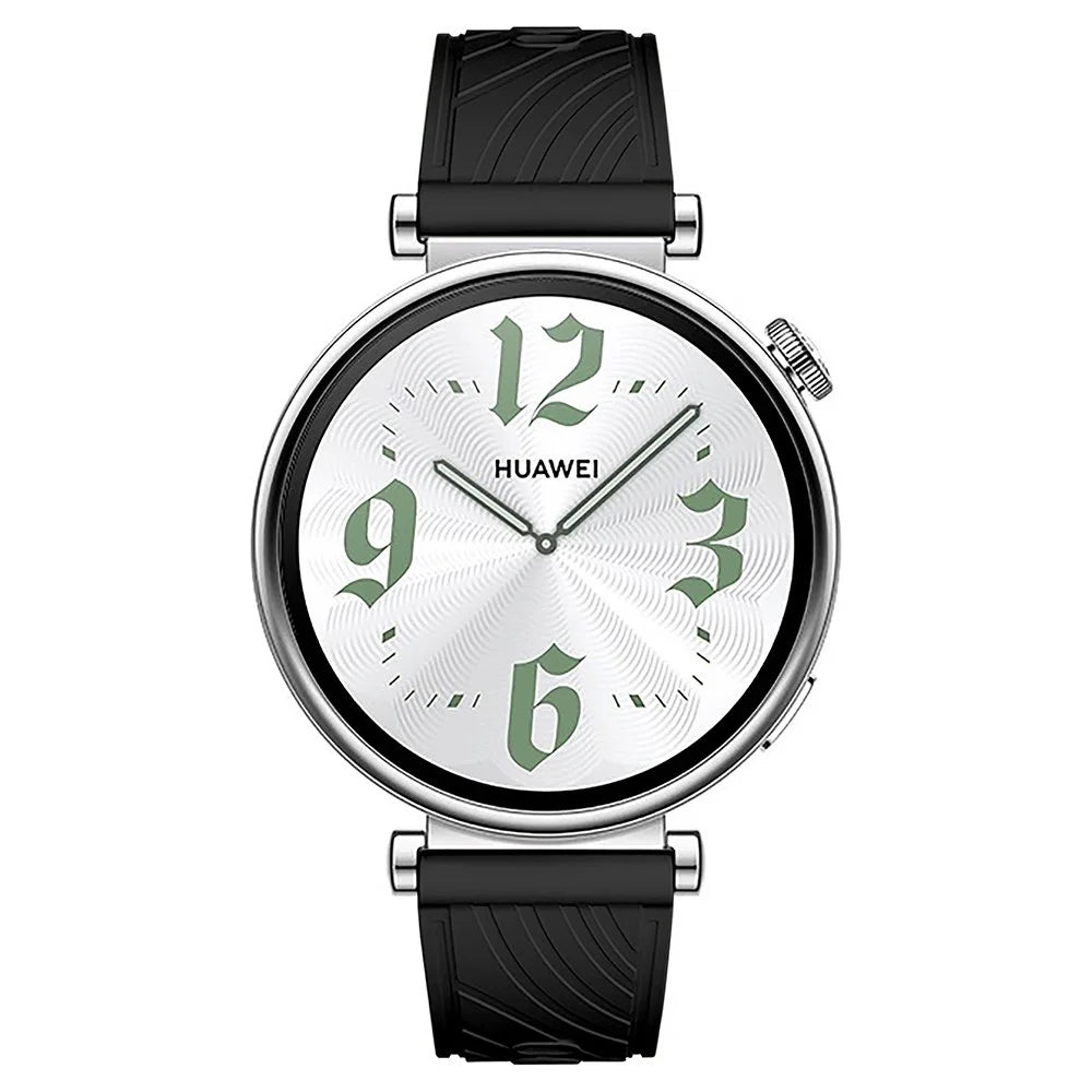 For Huawei Watch GT 4 41mm / Xiaomi Mi Watch Silicone Band 18mm Textured Watch Strap - Black+Silver Buckle - 3