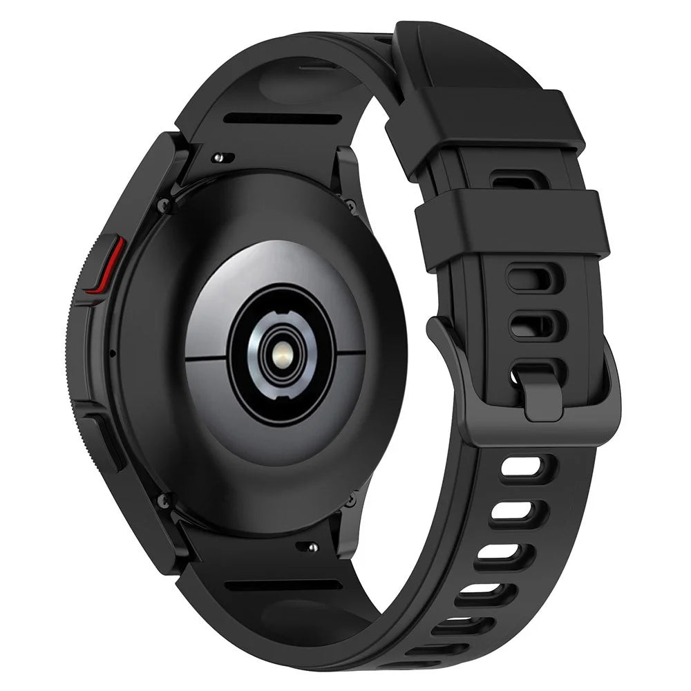 For Samsung Galaxy Watch FE 40mm / Watch4 / Watch 5 / Watch 5 Pro / Watch6 Replacement Bands Black Buckle Silicone Strap - Black - 1