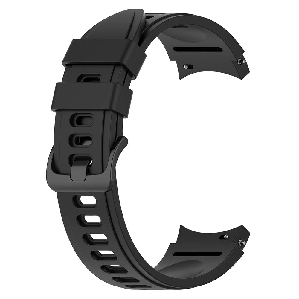 For Samsung Galaxy Watch FE 40mm / Watch4 / Watch 5 / Watch 5 Pro / Watch6 Replacement Bands Black Buckle Silicone Strap - Black - 2