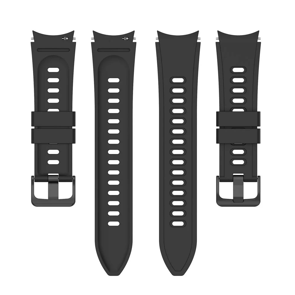 For Samsung Galaxy Watch FE 40mm / Watch4 / Watch 5 / Watch 5 Pro / Watch6 Replacement Bands Black Buckle Silicone Strap - Black - 4