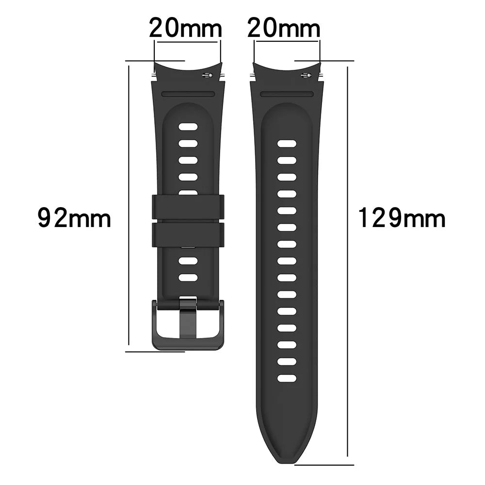 For Samsung Galaxy Watch FE 40mm / Watch4 / Watch 5 / Watch 5 Pro / Watch6 Replacement Bands Black Buckle Silicone Strap - Black - 6