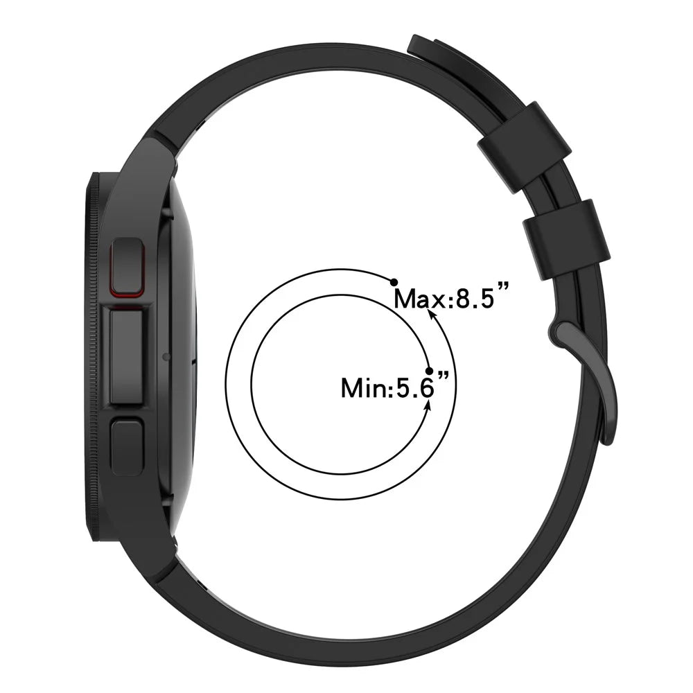 For Samsung Galaxy Watch FE 40mm / Watch4 / Watch 5 / Watch 5 Pro / Watch6 Replacement Bands Black Buckle Silicone Strap - Black - 7