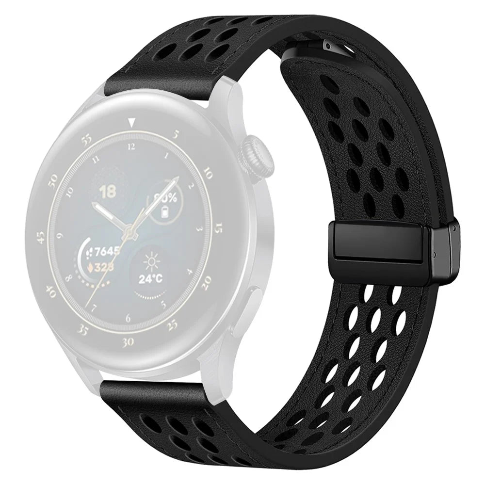 For Huawei Watch GT 3 42mm / GT 3 Pro 20mm PU Leather Strap Holes Design Watch Band - Black - 1