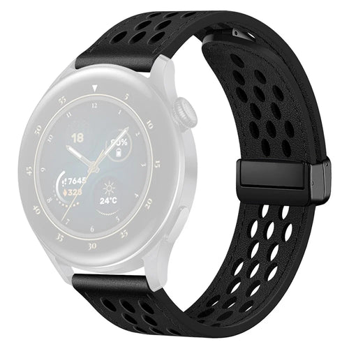 For Huawei Watch GT 3 42mm / GT 3 Pro 20mm PU Leather Strap Holes Design Watch Band - Black - 1