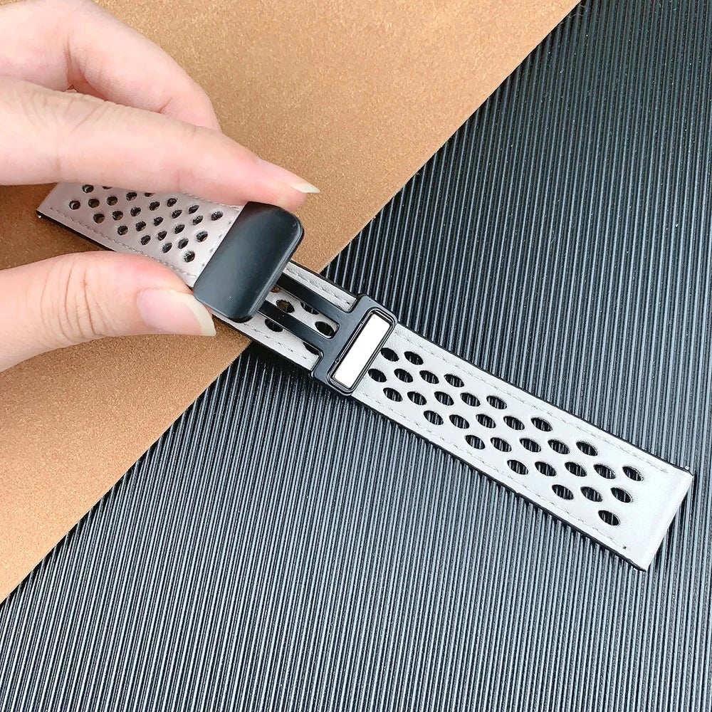 For Huawei Watch GT 3 42mm / GT 3 Pro 20mm PU Leather Strap Holes Design Watch Band - Black - 6