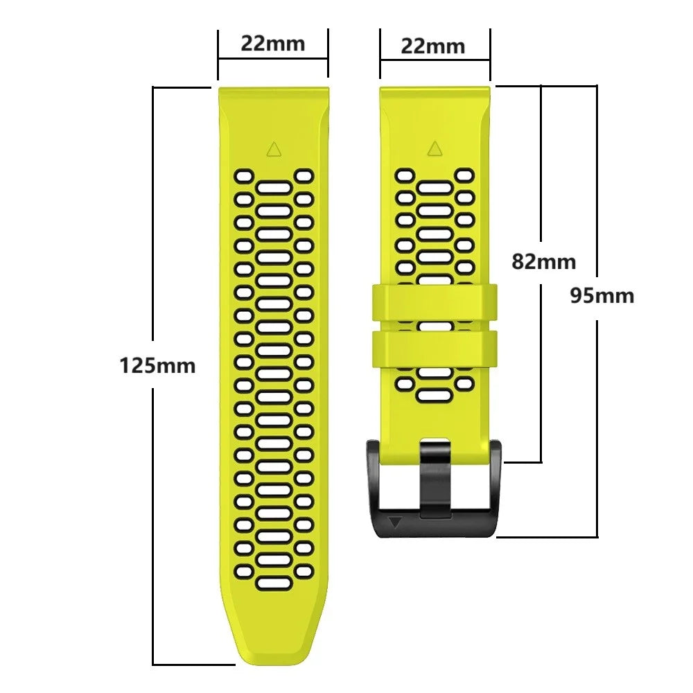 For Garmin Fenix 7 / 7 Pro 47mm Silicone Watch Strap 22mm Dual Color Band with 3 Rows Holes - Sapphire+Orange - 5