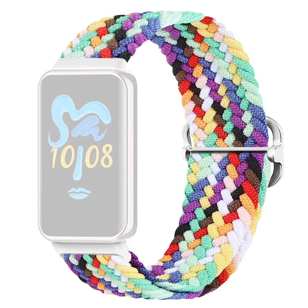 For Honor Band 9 Braided Watch Band Adjustable Nylon Stretchy Sport Replacement Strap - Official Rainbow - 1