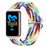 For Honor Band 9 Braided Watch Band Adjustable Nylon Stretchy Sport Replacement Strap - Official Rainbow - 2
