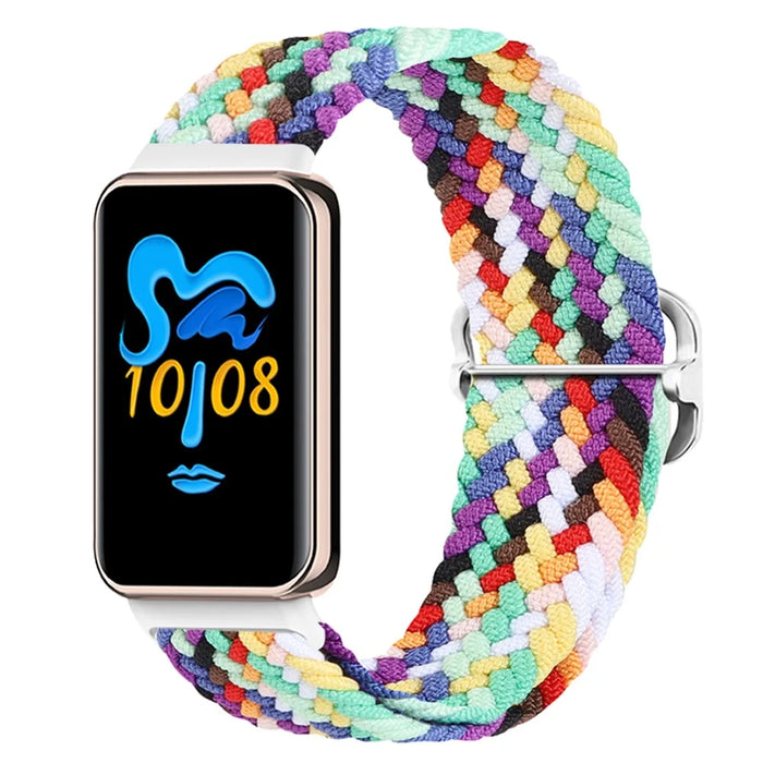 For Honor Band 9 Braided Watch Band Adjustable Nylon Stretchy Sport Replacement Strap - Official Rainbow - 2